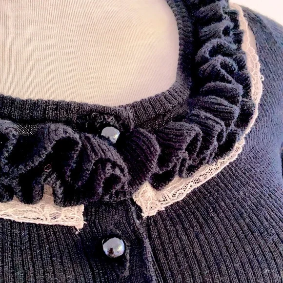 Y2k ALANNAH HILL 100% merino Cardigan with silk ties SIZE 6 - Picture 3 of 15